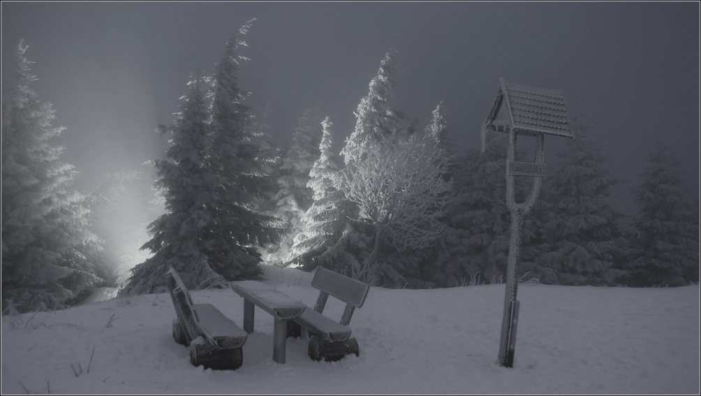 Winterleuchten bei Nacht und Nebel