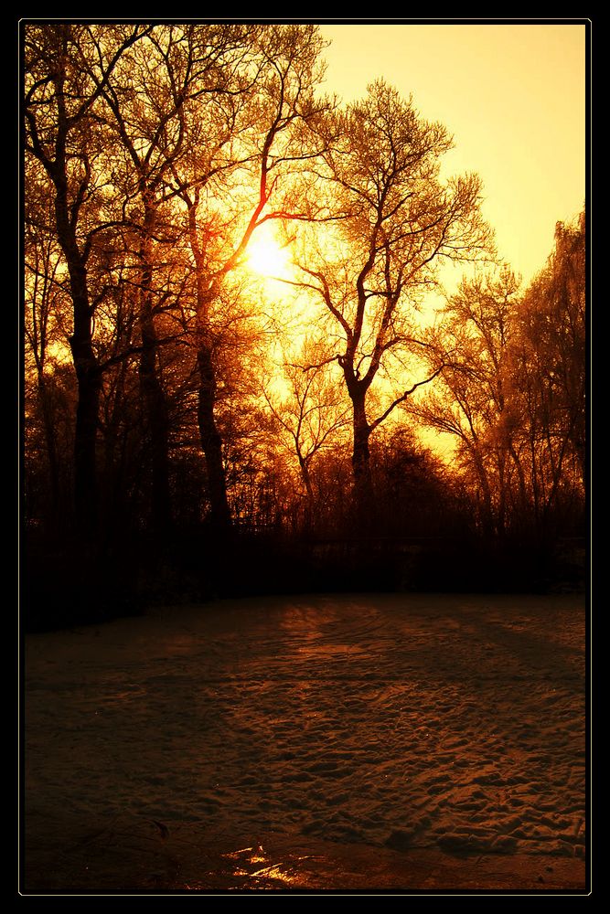 Winterliche Abendstimmung am See