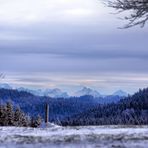 Winterliche Abendstimmung auf dem Stohren mit Alpenfernsicht (150 km)