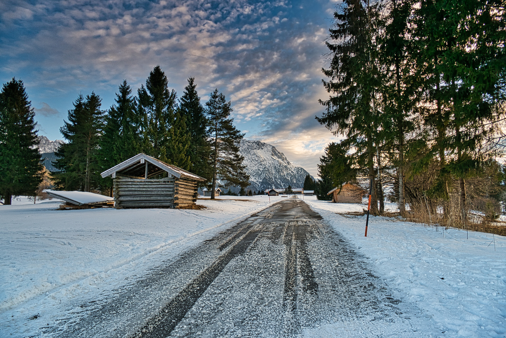 winterliche Abendstimmung auf den Buckelwiesen 