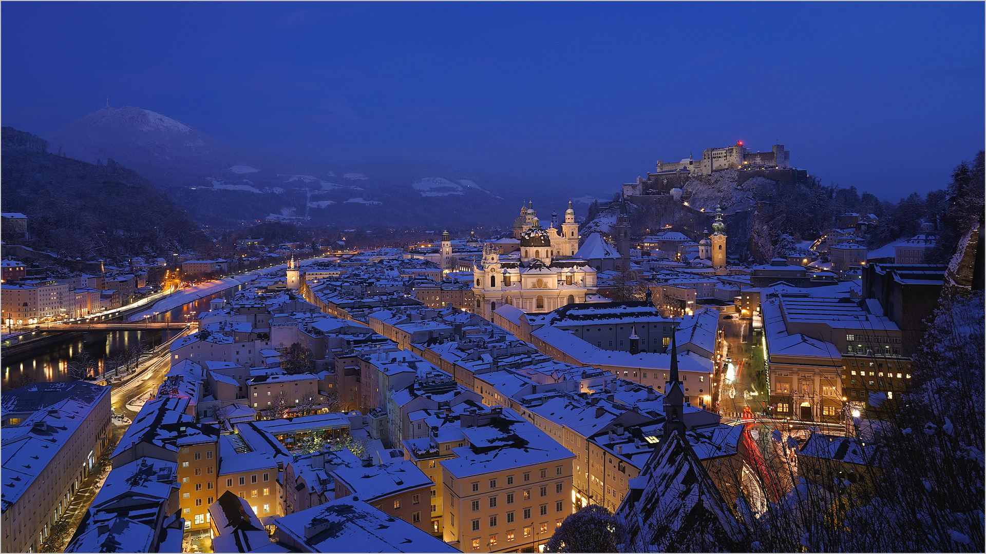 Winterliche Altstadt zu Salzburg....