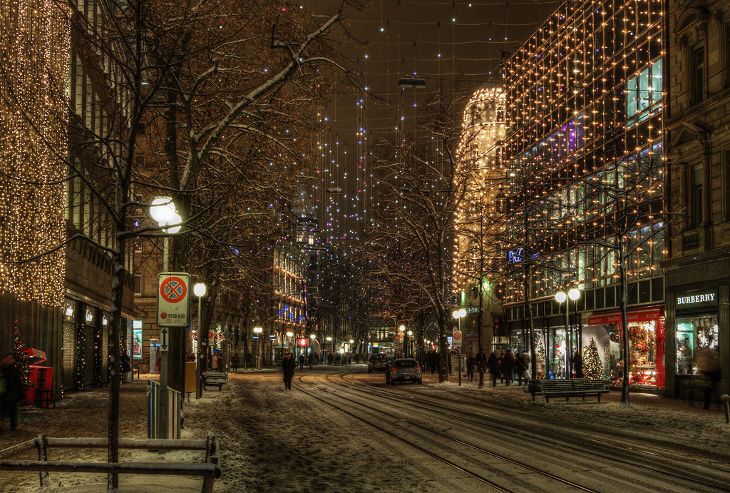 winterliche Bahnhofstrasse in Zürich