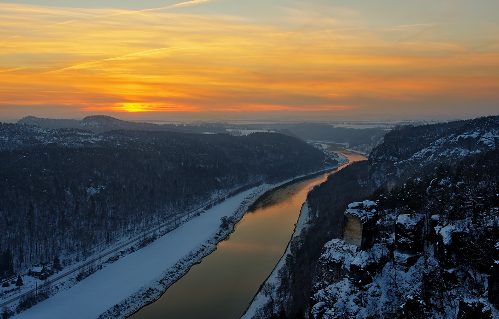 Winterliche Basteiaussicht