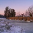 Winterliche Flussaue vor Sonnenaufgang