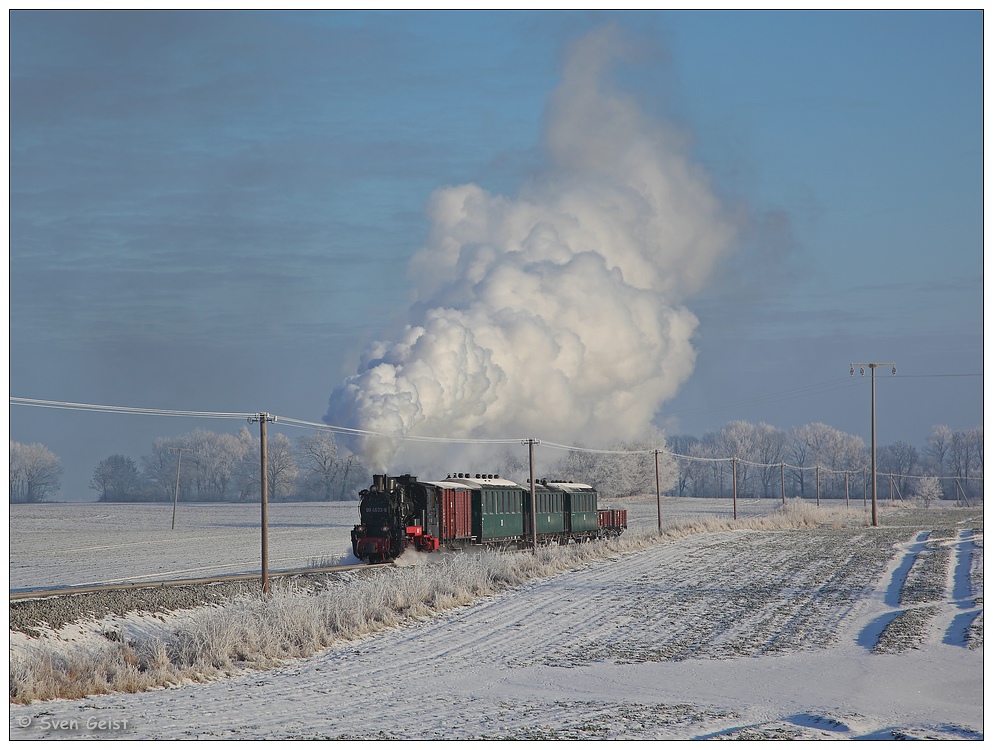 Winterliche Kleinbahnidylle bei Putbus