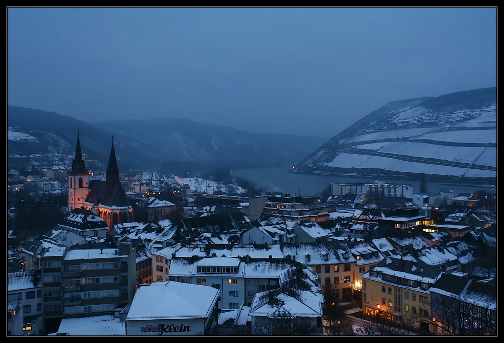 Winterlicher Blick auf Bingen