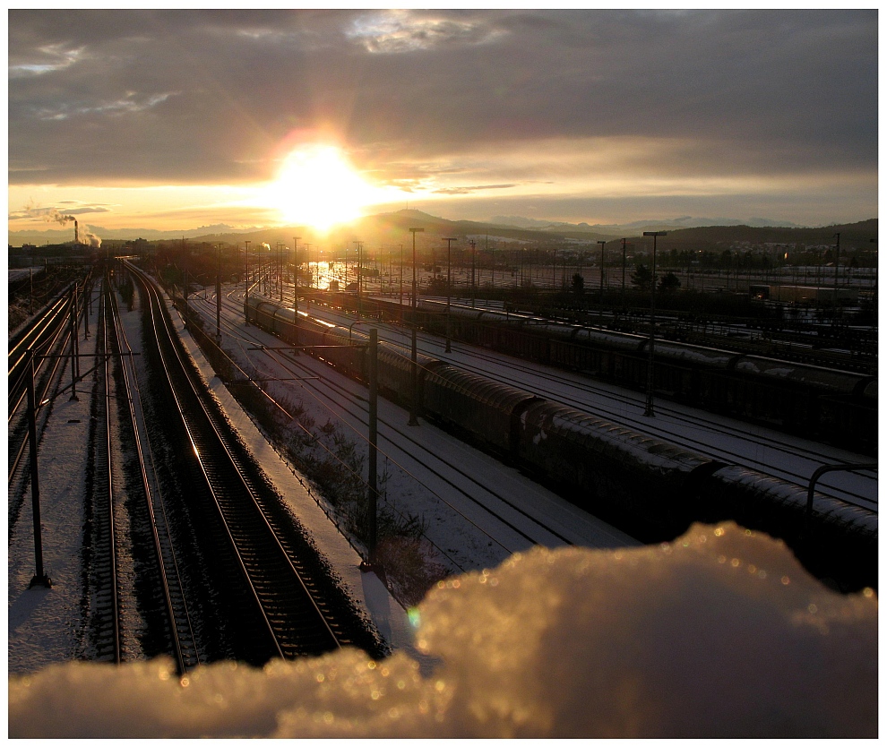 Winterlicher Güterbahnhof