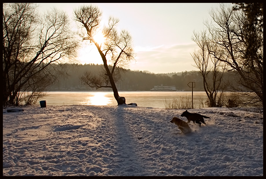 Winterlicher Sonnenaufgang am Stößensee