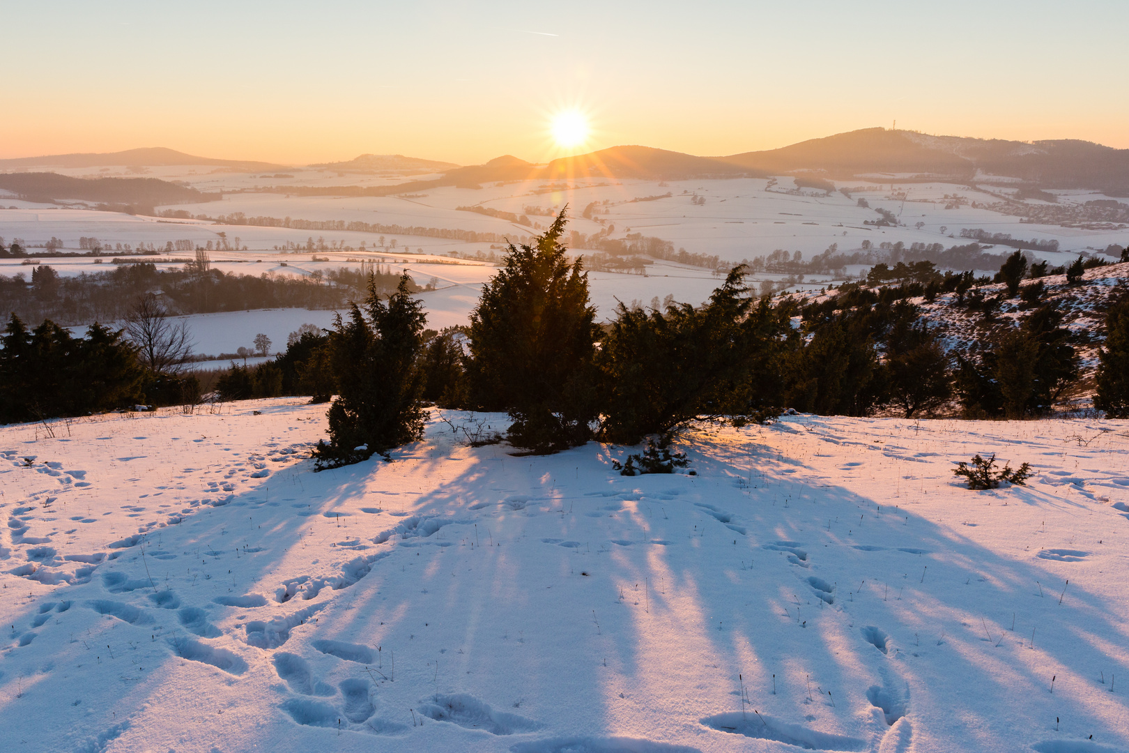 Winterlicher Sonnenuntergang am Dörnberg