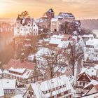 winterlicher Sonnenuntergang in Hohnstein