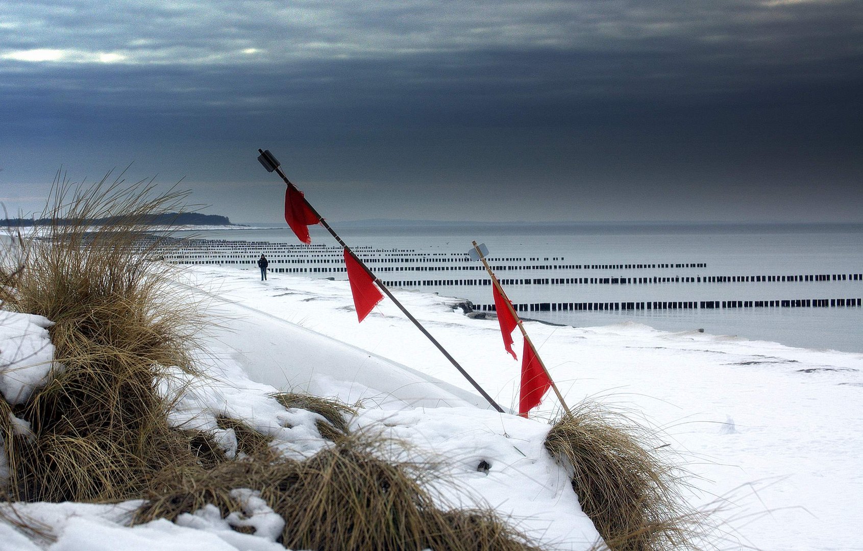 Winterlicher Strand auf Hiddensee