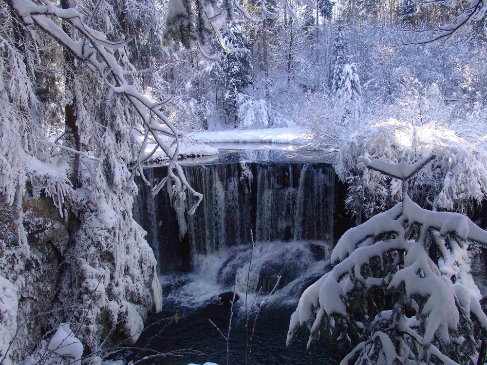 Winterlicher Wasserfall