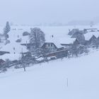 Winterliches Bauerndorf im Emmental bei Schneefall