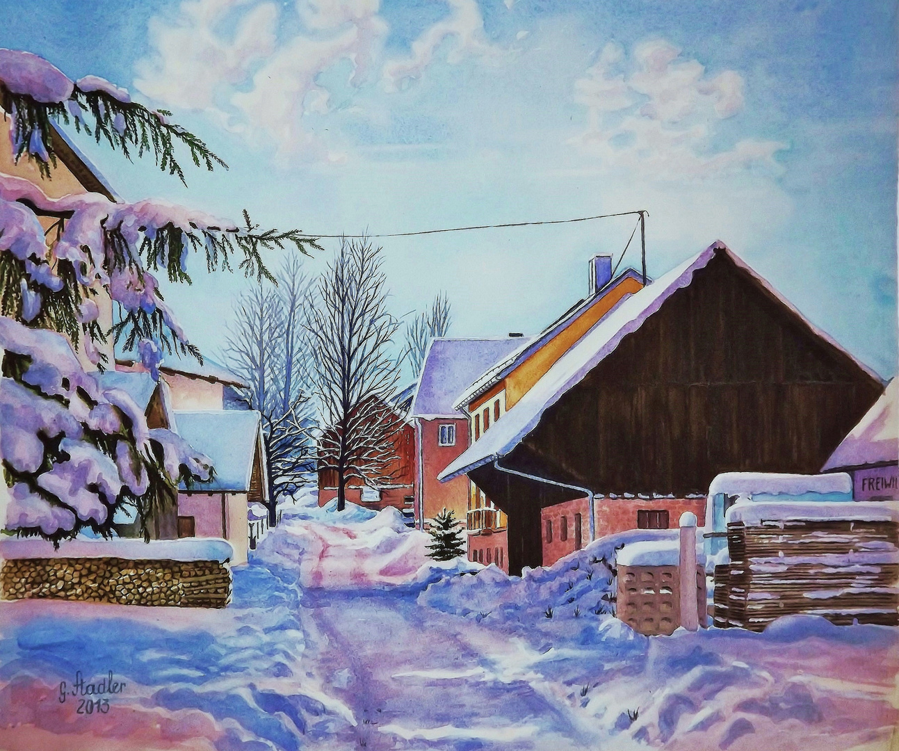 Winterliches Dorfidyll im Odenwald