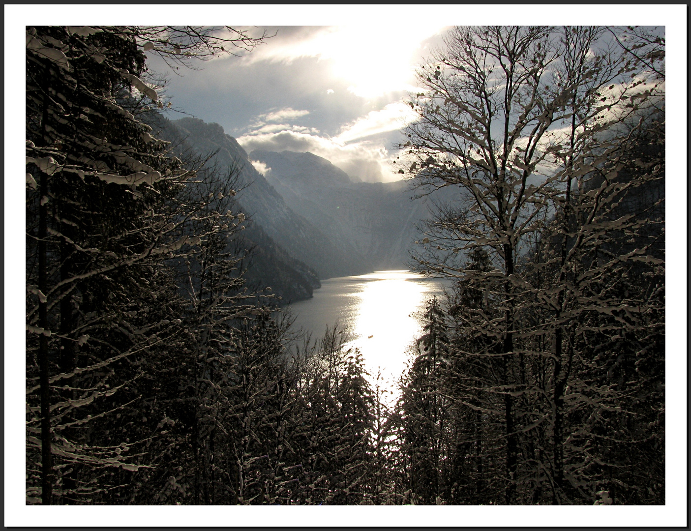 Winterliches Panorama auf den Königssee