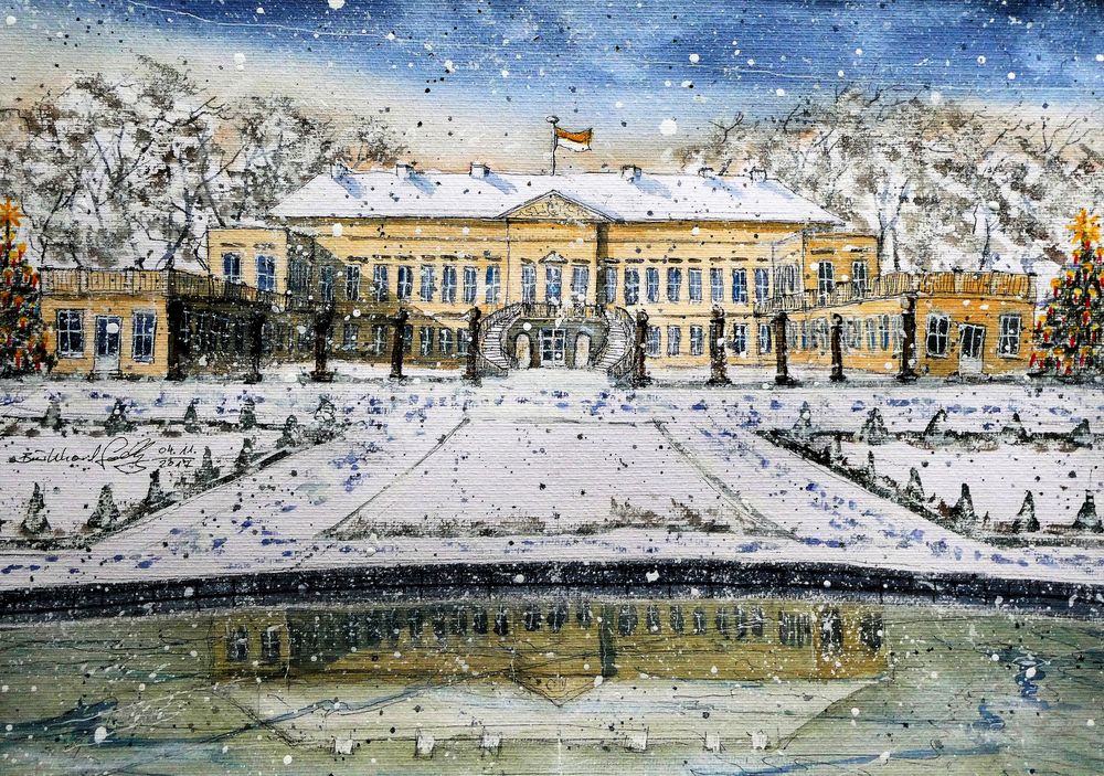 Winterliches Schloss im Großen Garten, HannoverHerrenhausen Foto