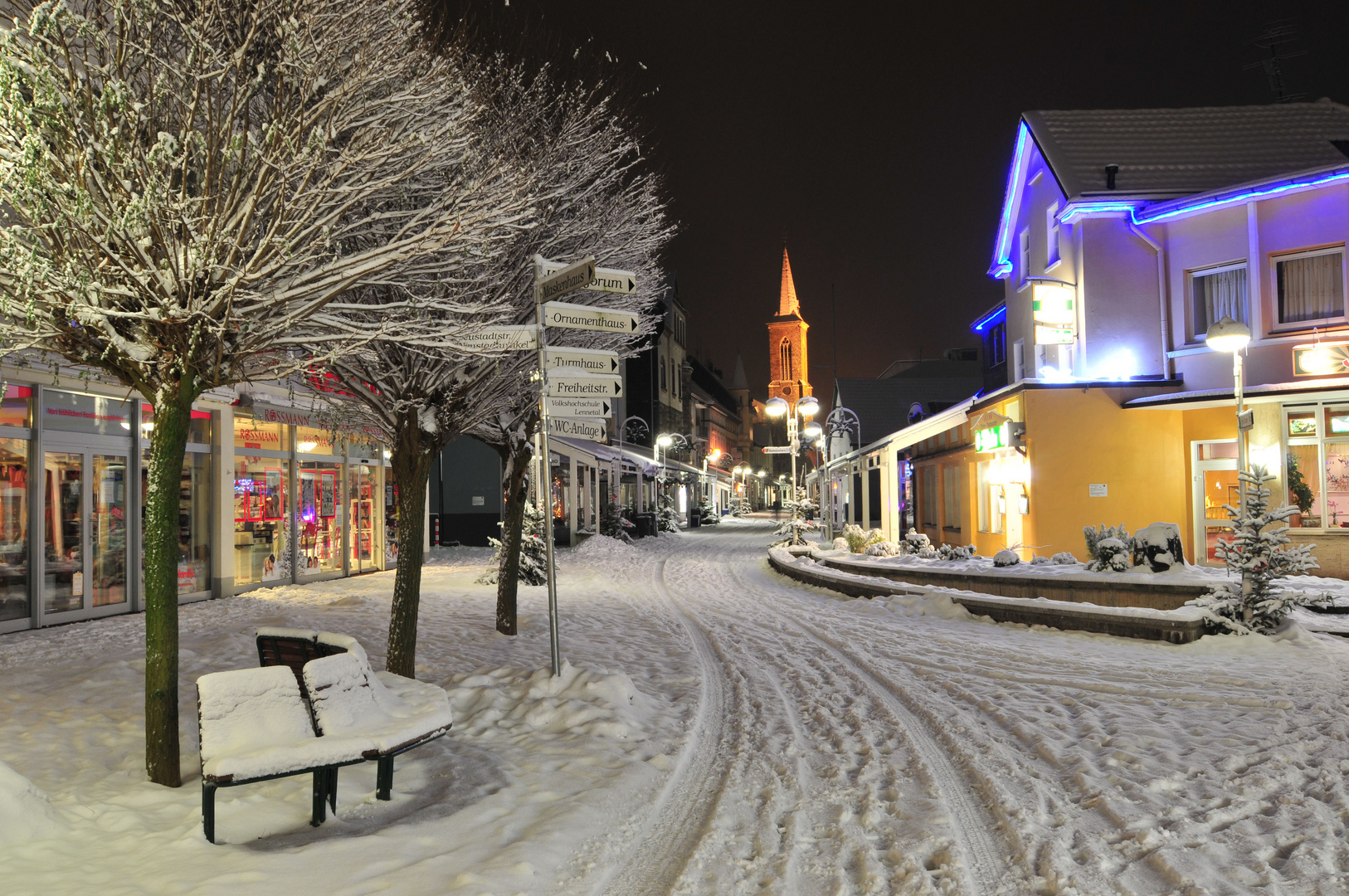 Winterliches Werdohl bei Nacht