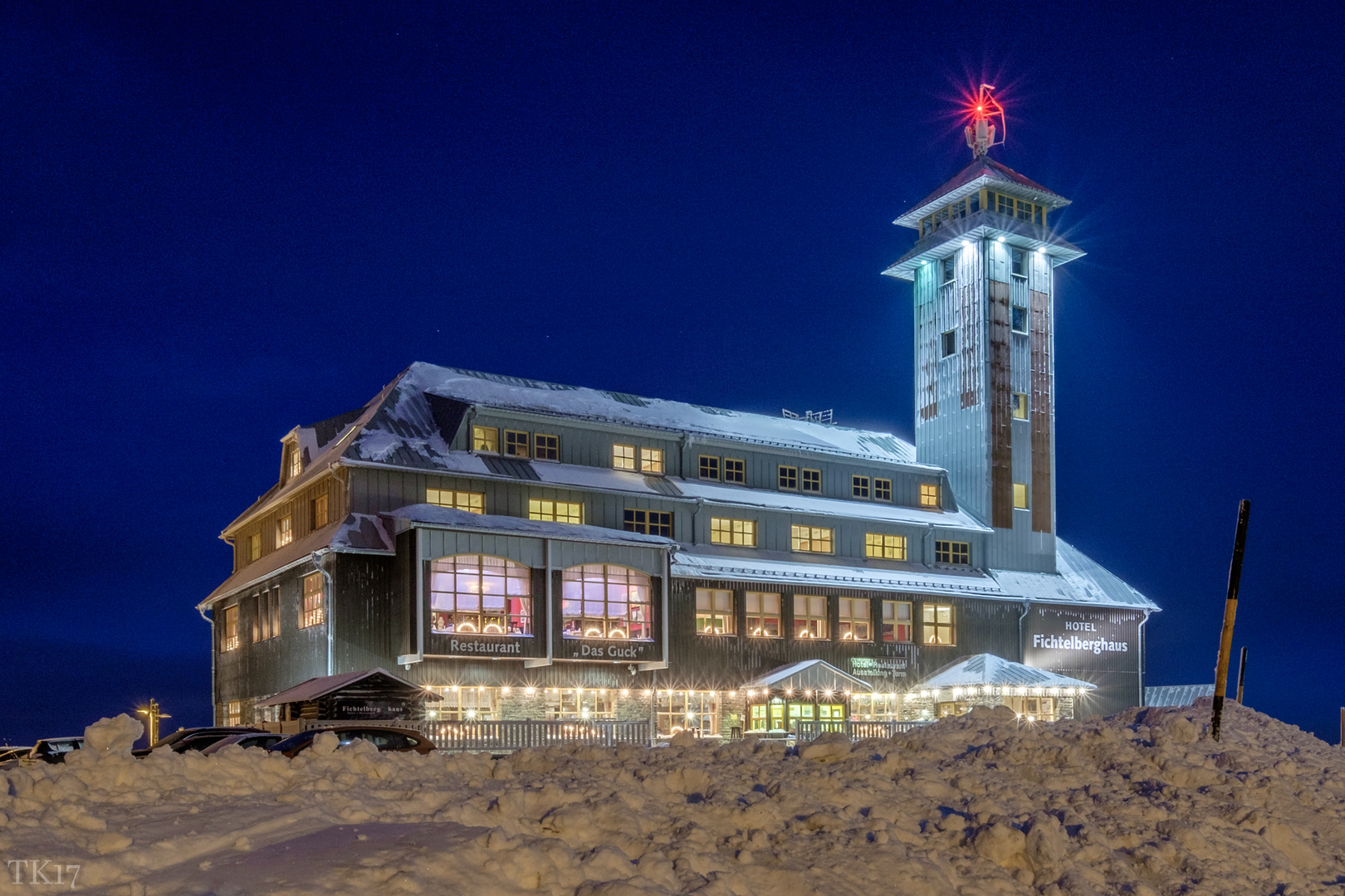 Winternacht auf dem Fichtelberg