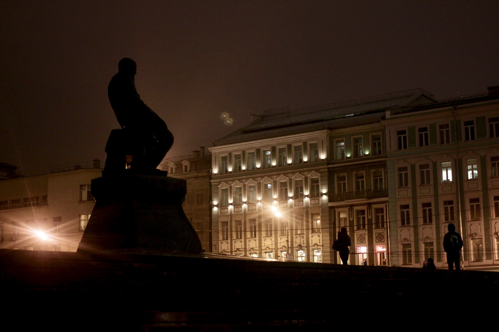 Winternacht, Borowizkaja-Platz, Moskwa, RUS