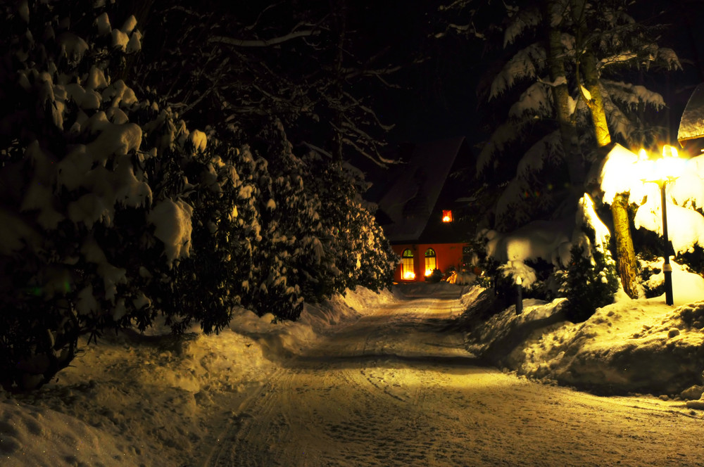 Winternacht im Erzgebirge