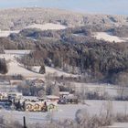 Winterpanorama von Thalgau im Rauhreif