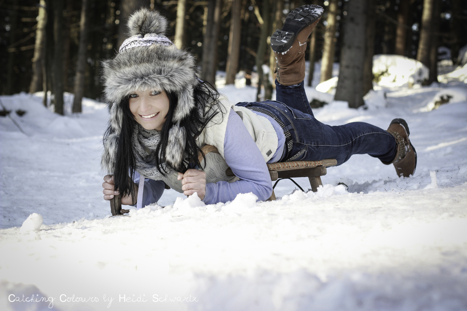 Wintershooting am Schlitten