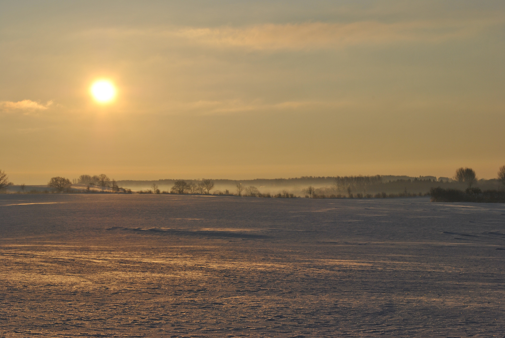 Wintersonne über den Feldern