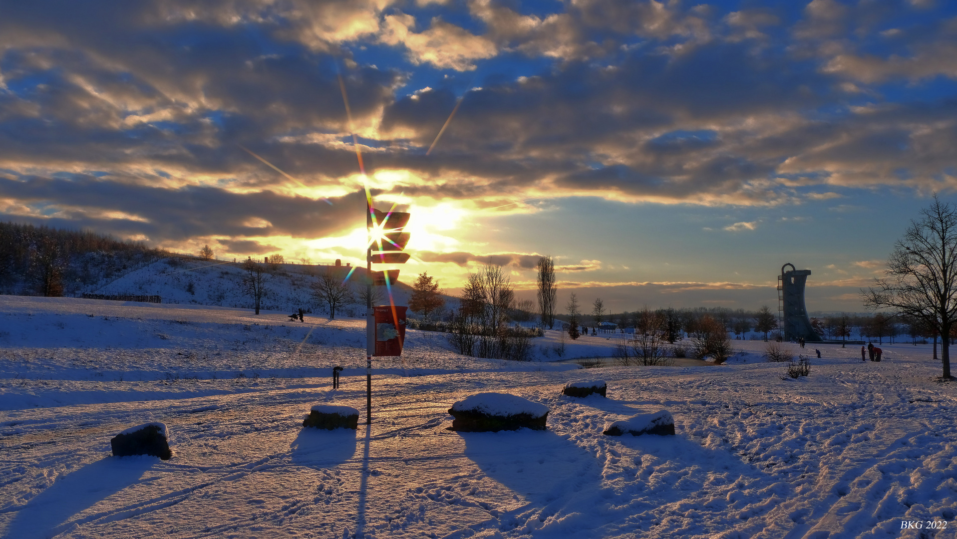 Wintersonne über der Neuen Landschaft Ronneburg 