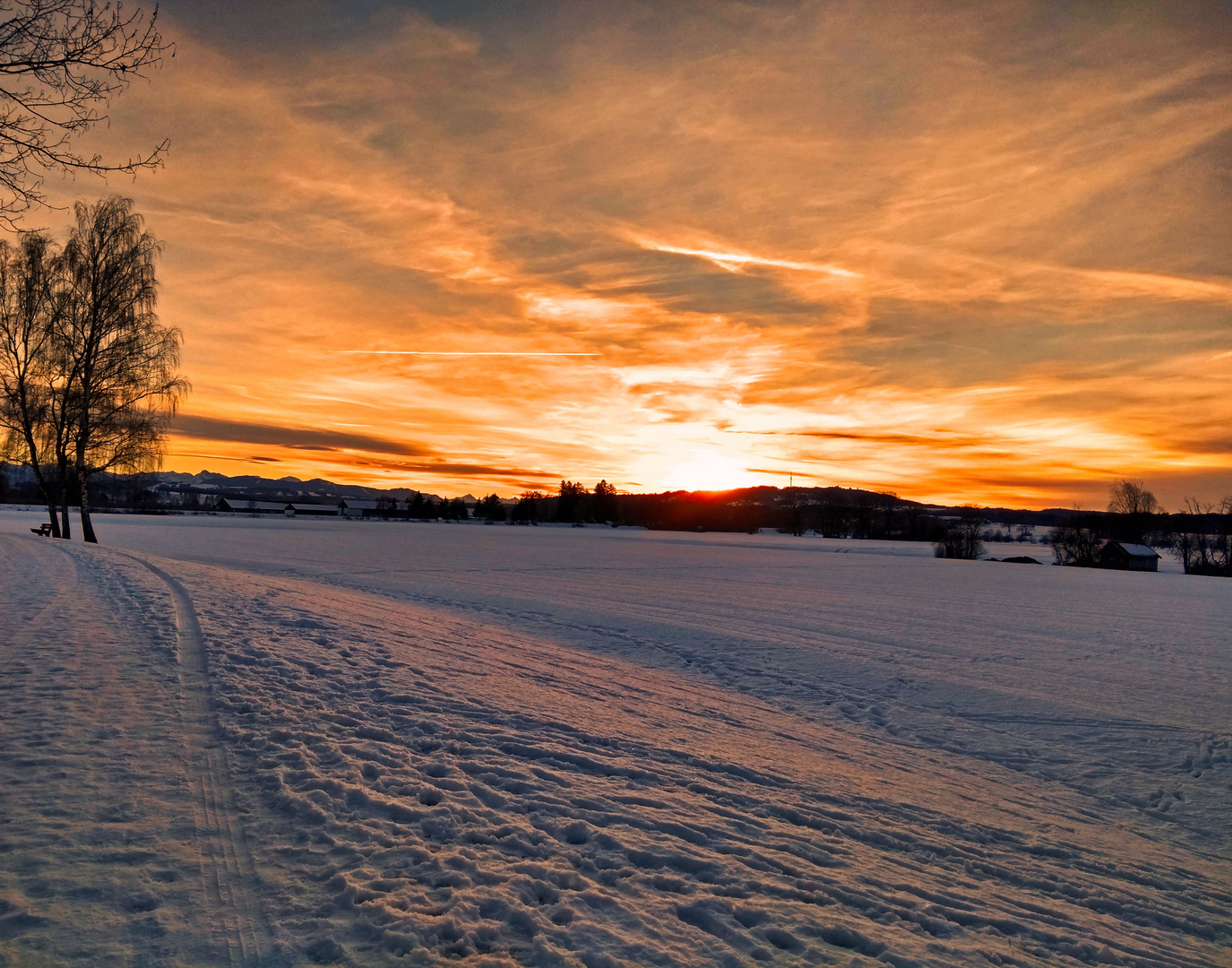 Wintersonnenuntergang an der Ammer