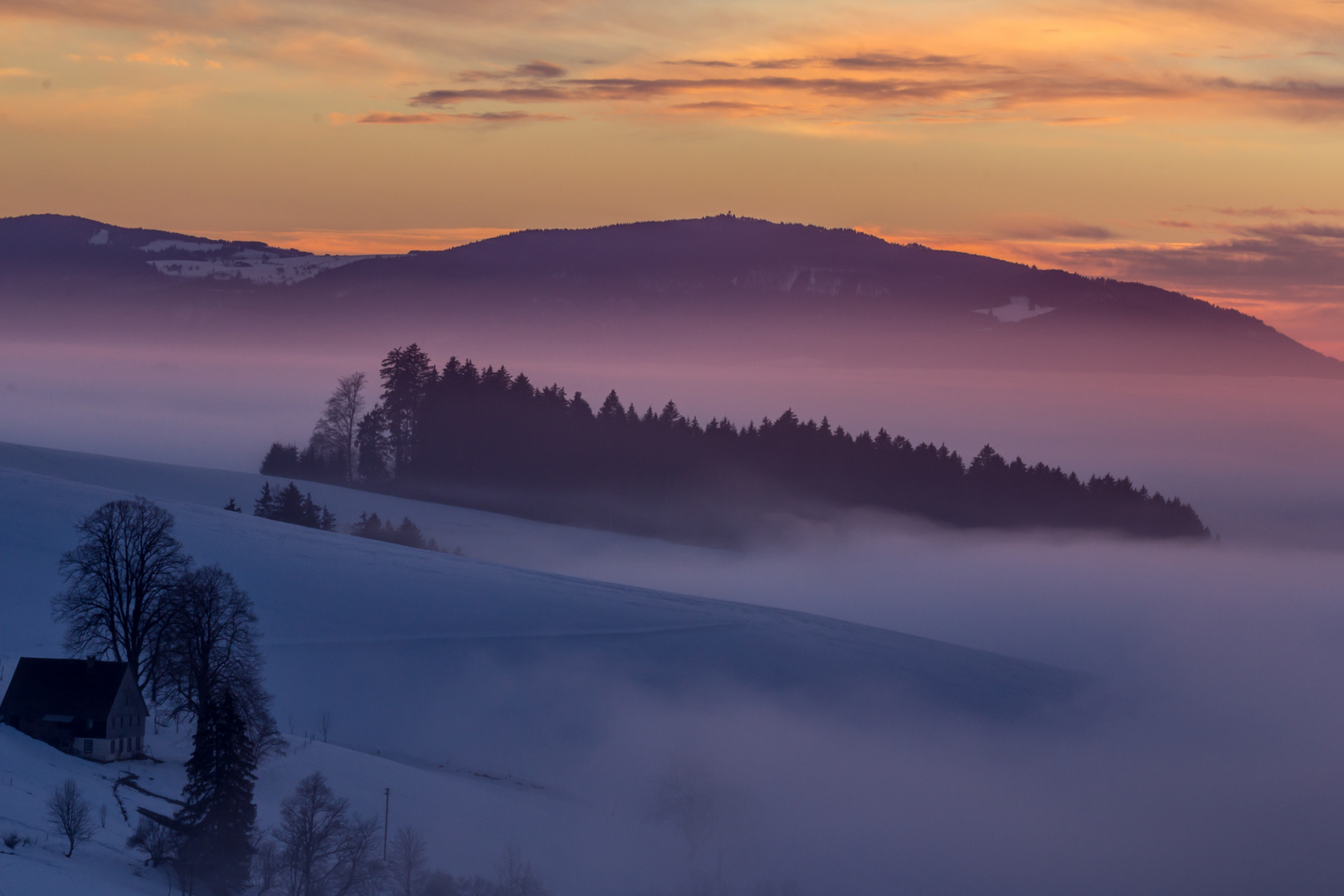 Wintersonnenuntergang in St Märgen