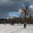 Wintertag mit Sturmwolken im Englischen Garten