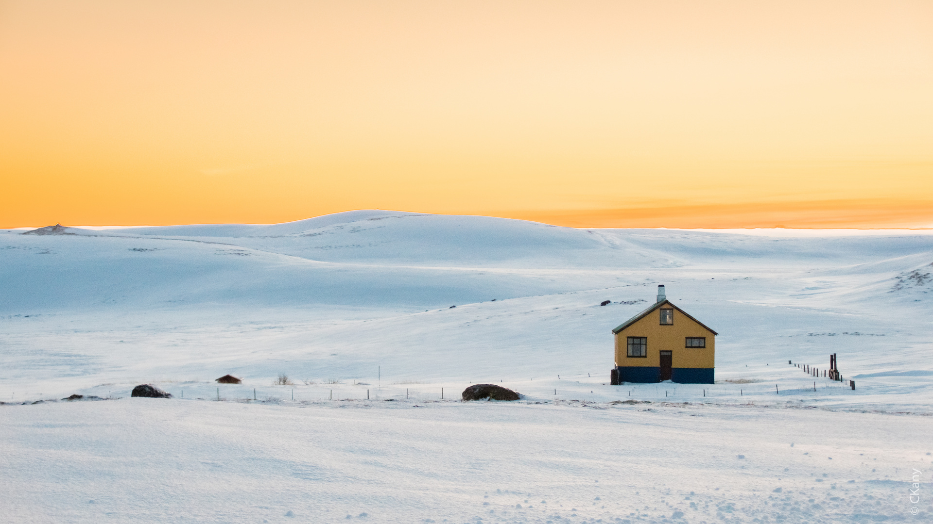 Wintertime Sunrise House in Iceland