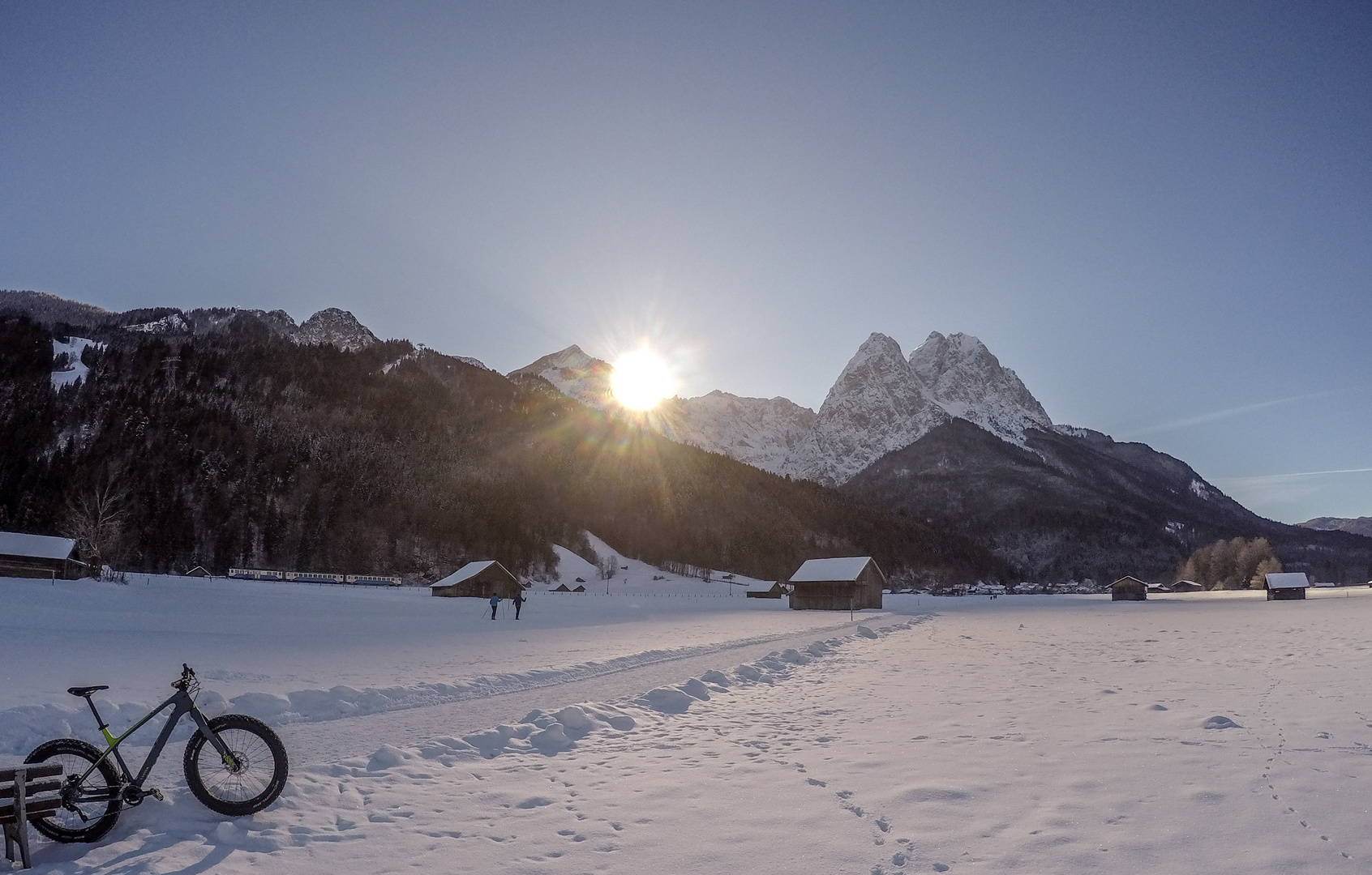 Wintertour mit bem Fatbike