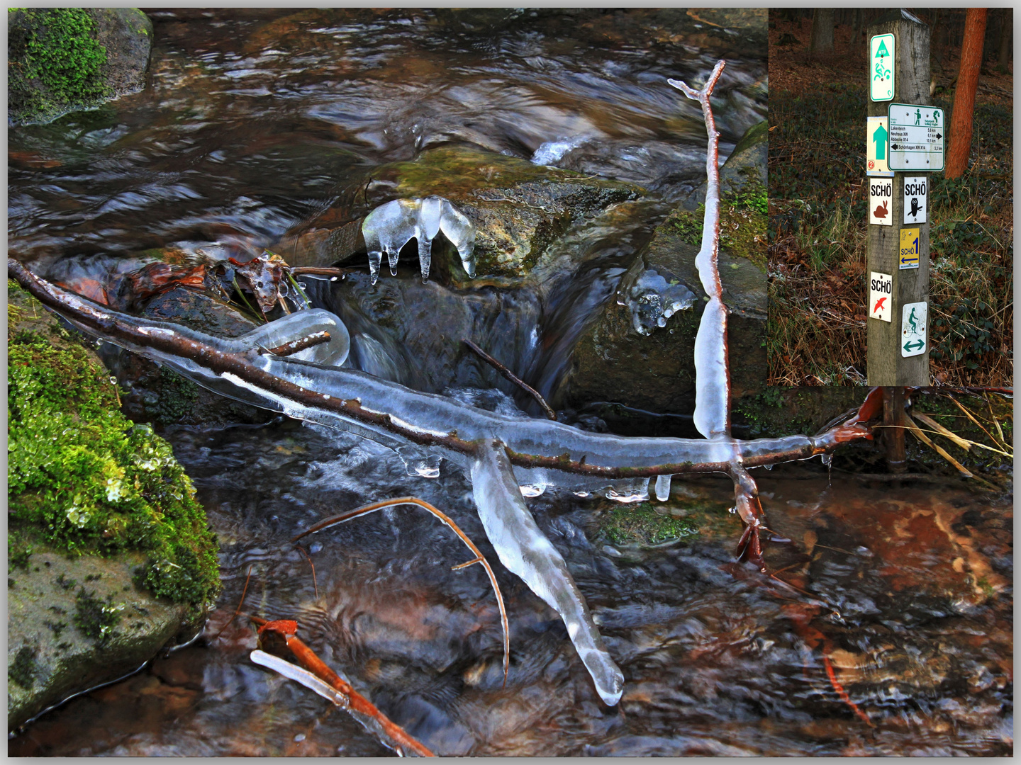 -Winterzauber... Eiskristalle am Bachlauf-