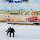 Winterzeit - Hund am Strandkiosk
