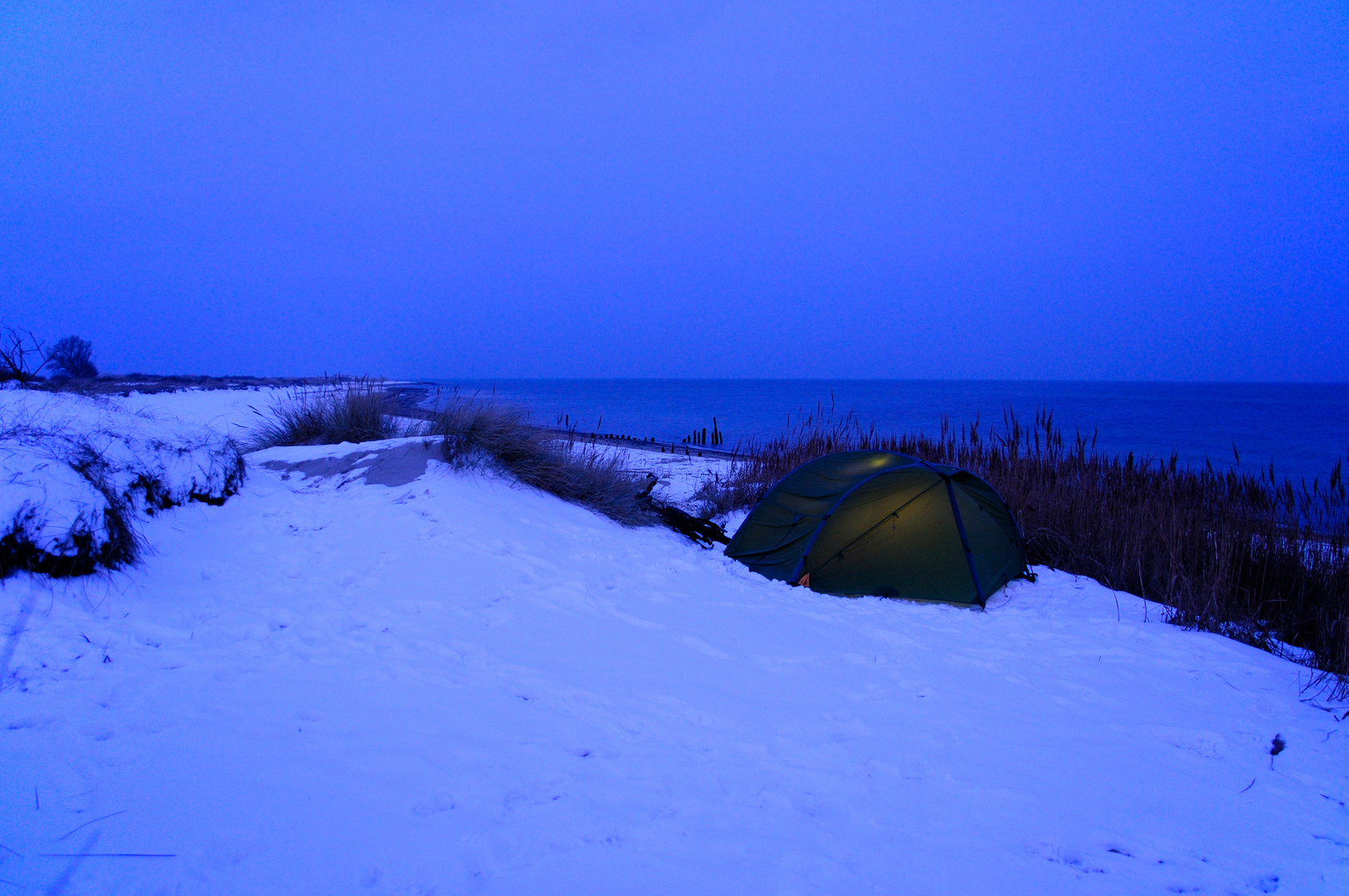 Winterzelten an der Ostsee