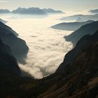 Wir auf 2320 m und unter uns der Nebel, die Dolomiten sind bei...