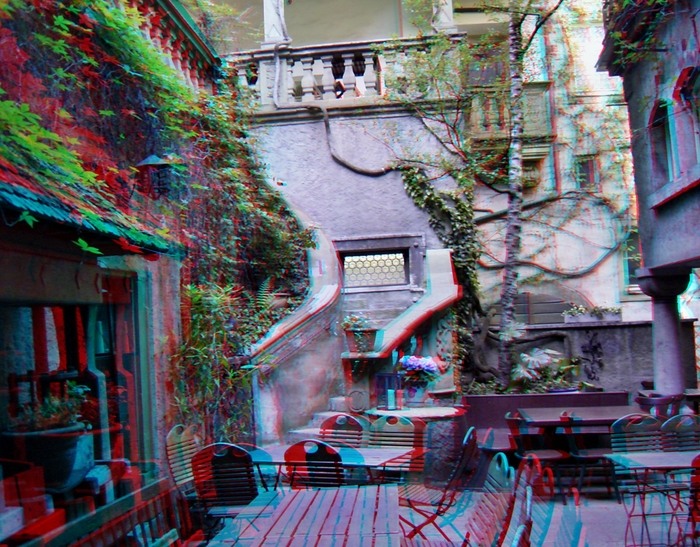 Wirtshaus "Zum Stachel" - Innenhof (3D-Anaglyphe)