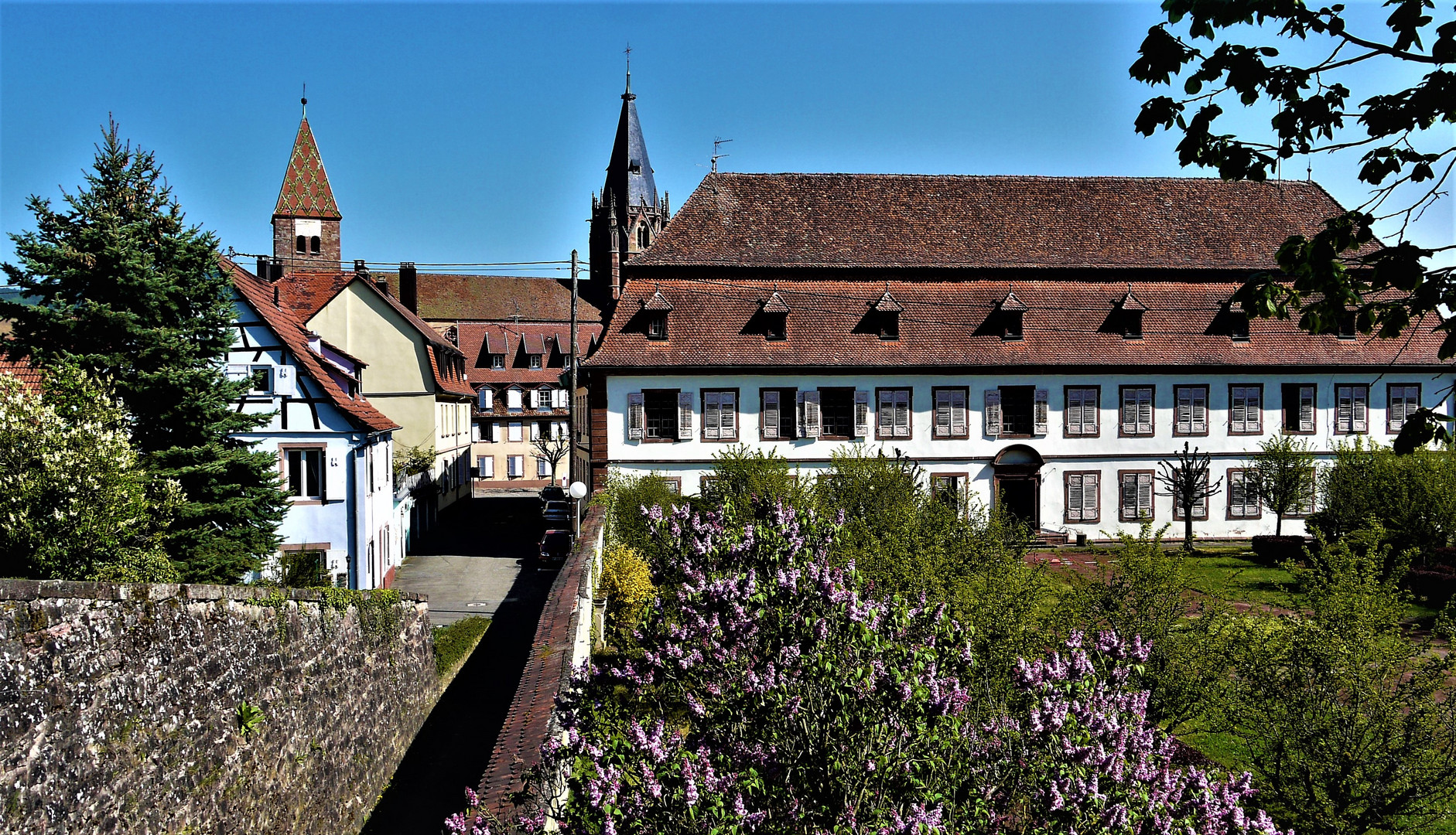 Wissembourg - Sicht von der Stadtmauer auf die Hauptkirchen und Palais Stanislas