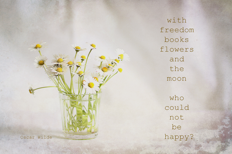 with freedom books flowers...