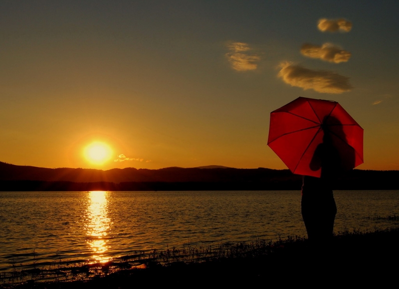 with umbrella