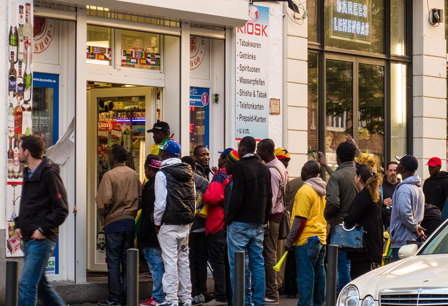 WM 2014. Ghanaer beim 1:0, Public-Viewing