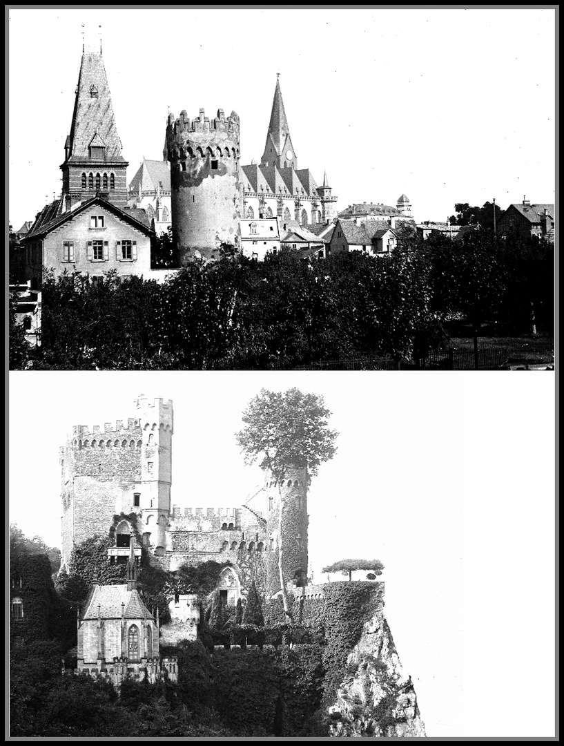 Wo ist diese Stadt ?? - Bild unten - Burg Rheinstein, Trechtingshausen um 1895