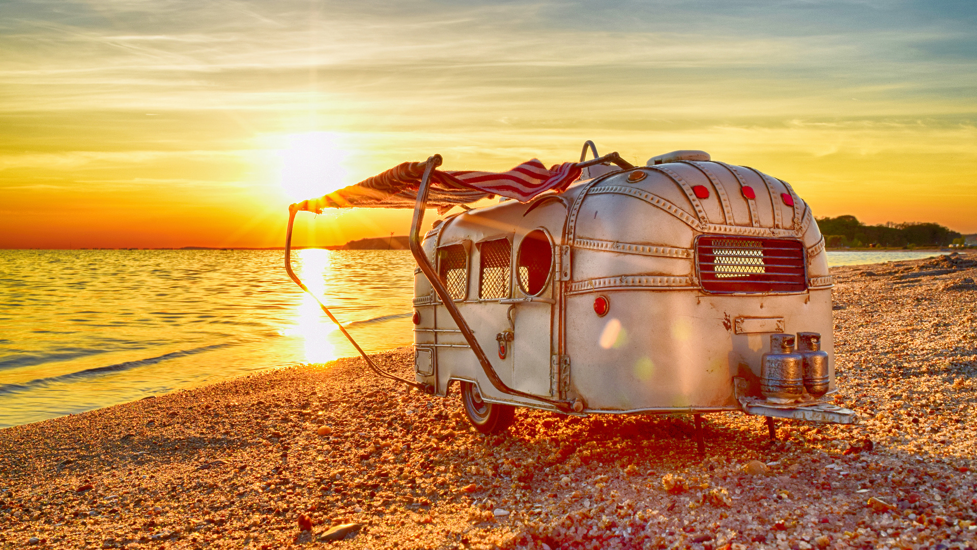 Wohnwagen am Strand von Thiessow