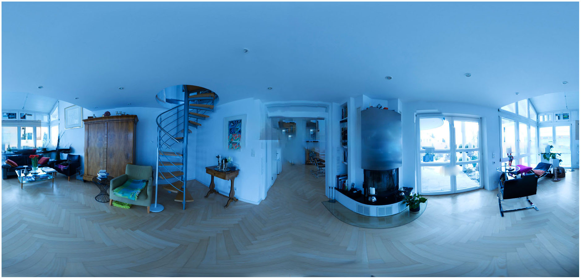 Wohnzimmer mit Fisheyepanorama aufgenommen