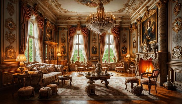 Wohnzimmer während der Barockzeit