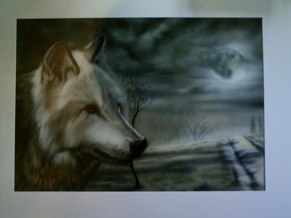 Wolf bei Mondschein