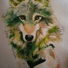 Wolf gemalt in aquarell