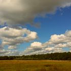 Wolken am Sommerhimmel über einem Feld