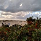 Wolken, Strand und Sanddorn